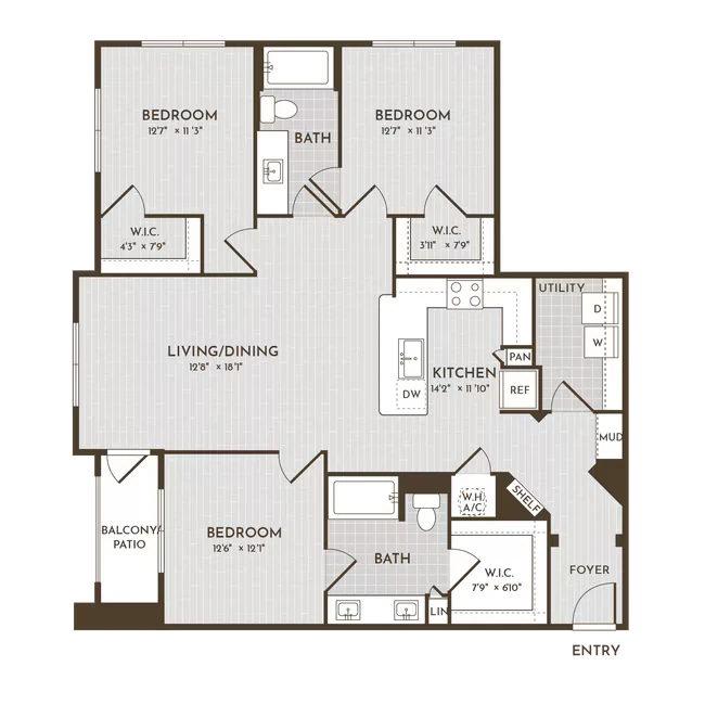 3BR 2BA (1408 SF) 06201 floor plan
